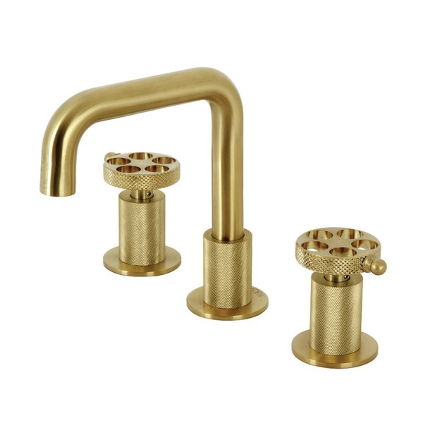 Kingston Brass Widespread Bathroom Faucet with Push PopUp, Brushed Brass KS1417RKX